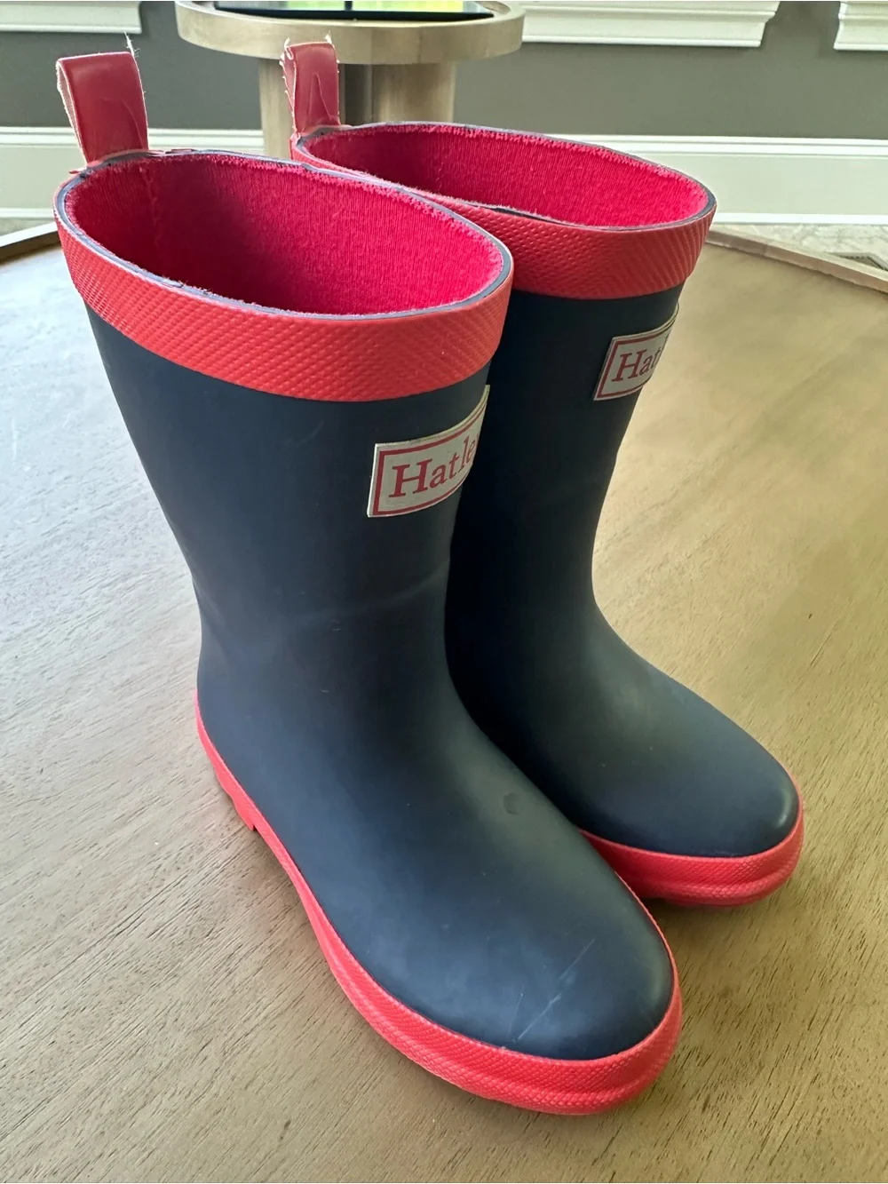 Hatley Matte Rain Boots, Size 10 Little Kid, Navy & Red